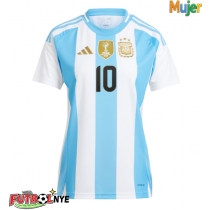 Camiseta Argentina Lionel Messi #10 Primera Equipación para mujer Copa America 2024 manga corta